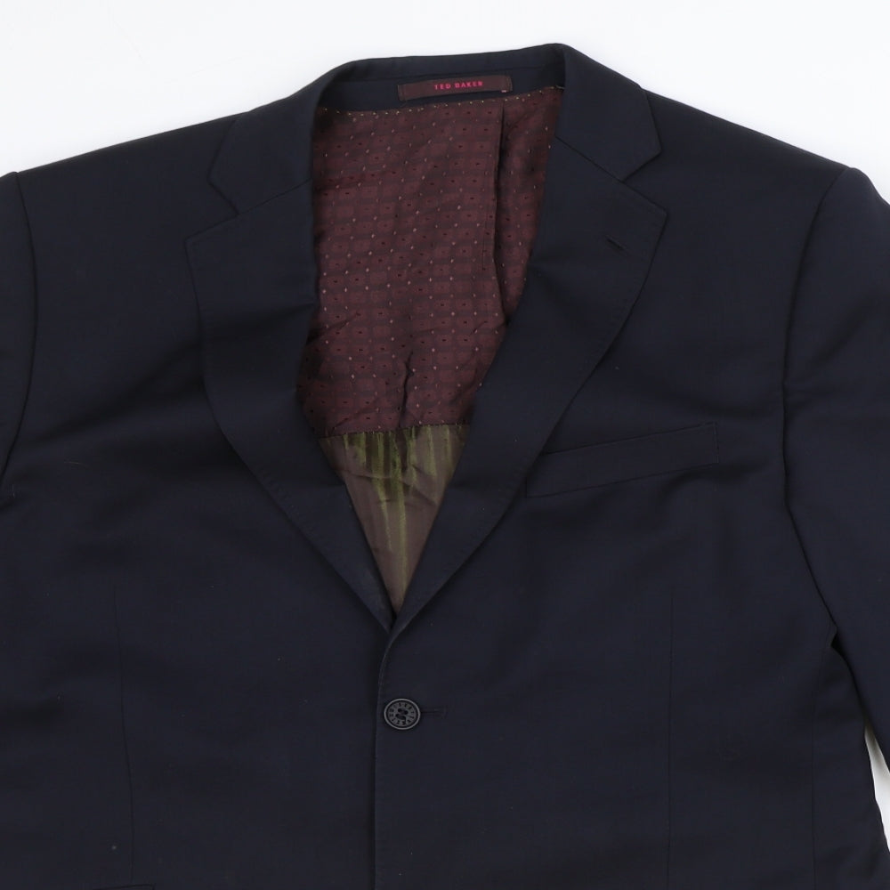 Ted Baker Mens Blue Wool Jacket Suit Jacket Size 44 Regular