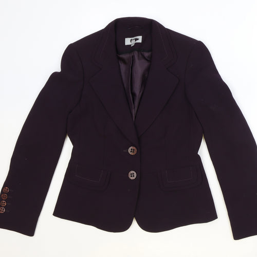Preworn Womens Purple Polyester Jacket Blazer Size 10