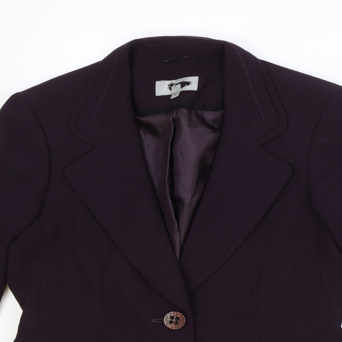 Preworn Womens Purple Polyester Jacket Blazer Size 10