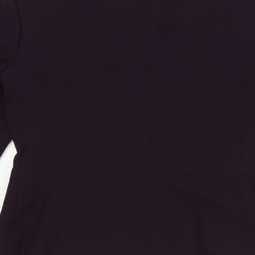 Preworn Womens Purple Polyester Jacket Blazer Size 10