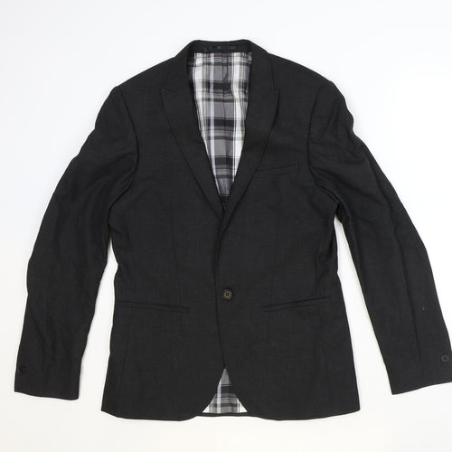 River Island Mens Grey Polyester Jacket Suit Jacket Size 40 Regular