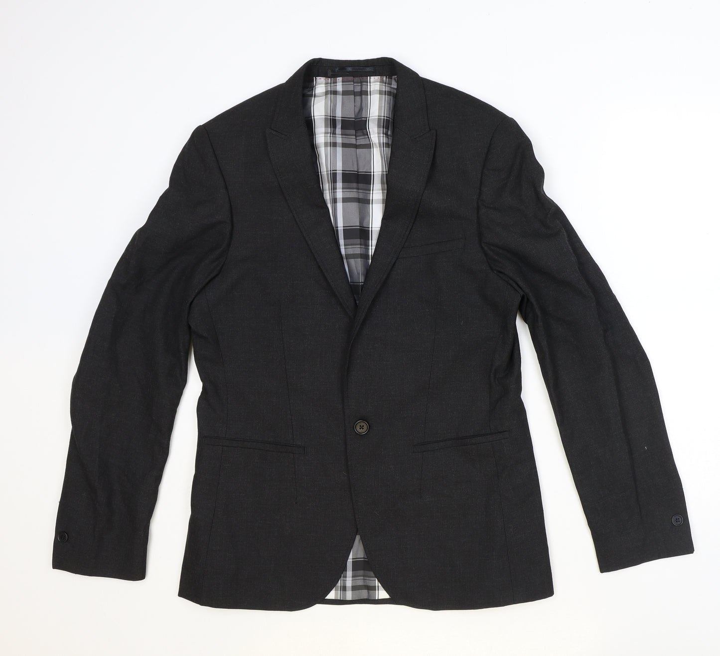 River Island Mens Grey Polyester Jacket Suit Jacket Size 40 Regular
