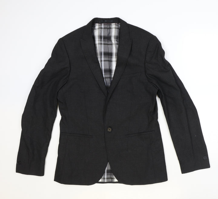 River Island Mens Grey Polyester Jacket Suit Jacket Size 40 Regular