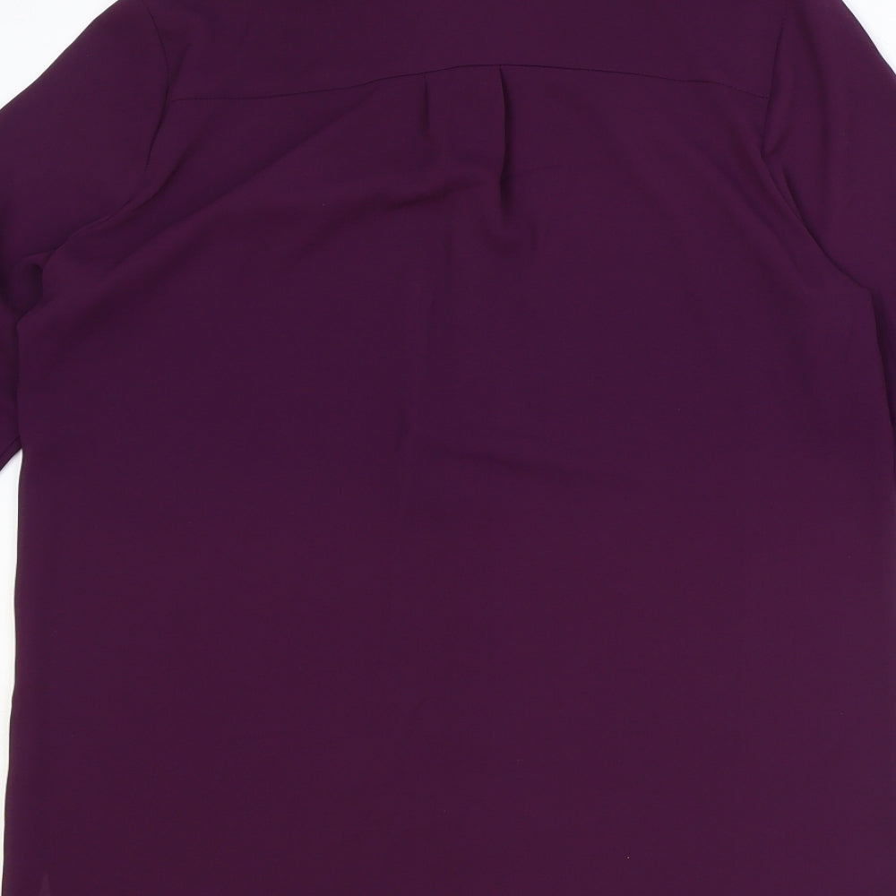 Primark Womens Purple Polyester Basic Button-Up Size 8 Collared