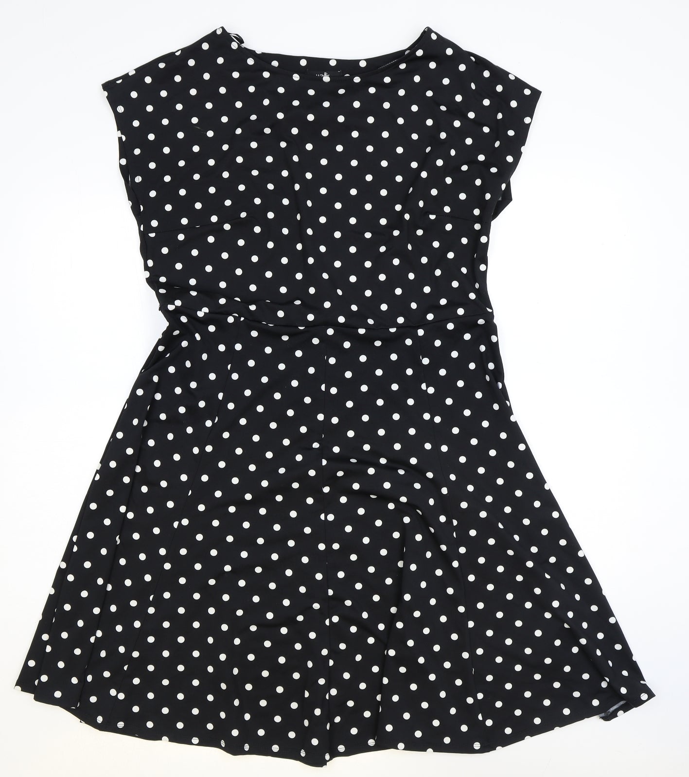 Wallis Womens Black Polka Dot Polyester Fit & Flare Size 16 Round Neck Pullover