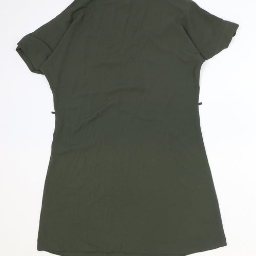 Preworn Womens Green Polyester T-Shirt Dress Size 8 V-Neck Pullover - Cold Shoulder