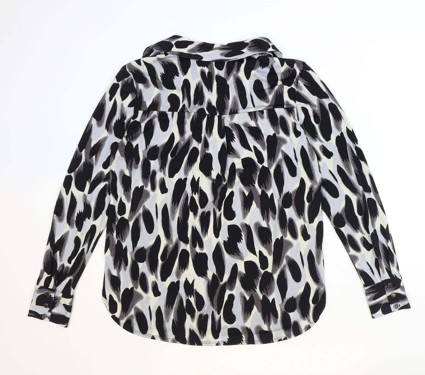 Wallis Womens Black Geometric Polyester Basic Blouse Size S V-Neck