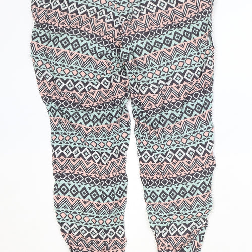 H&M Womens Multicoloured Geometric Viscose Trousers Size 8 Regular
