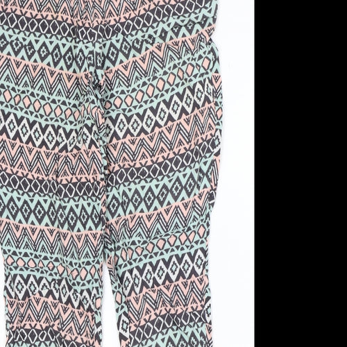 H&M Womens Multicoloured Geometric Viscose Trousers Size 8 Regular