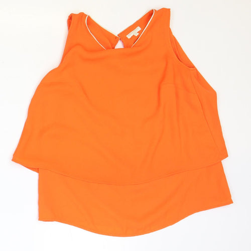 Grain de Malice Womens Orange Polyester Basic Tank Size 8 V-Neck