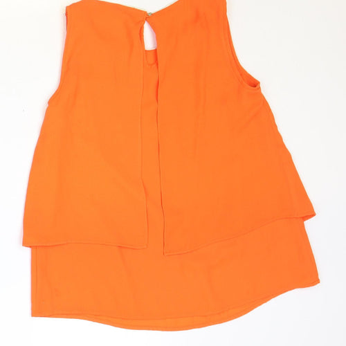 Grain de Malice Womens Orange Polyester Basic Tank Size 8 V-Neck