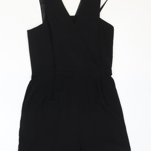 Topshop Womens Black Polyester Playsuit One-Piece Size 6 Zip
