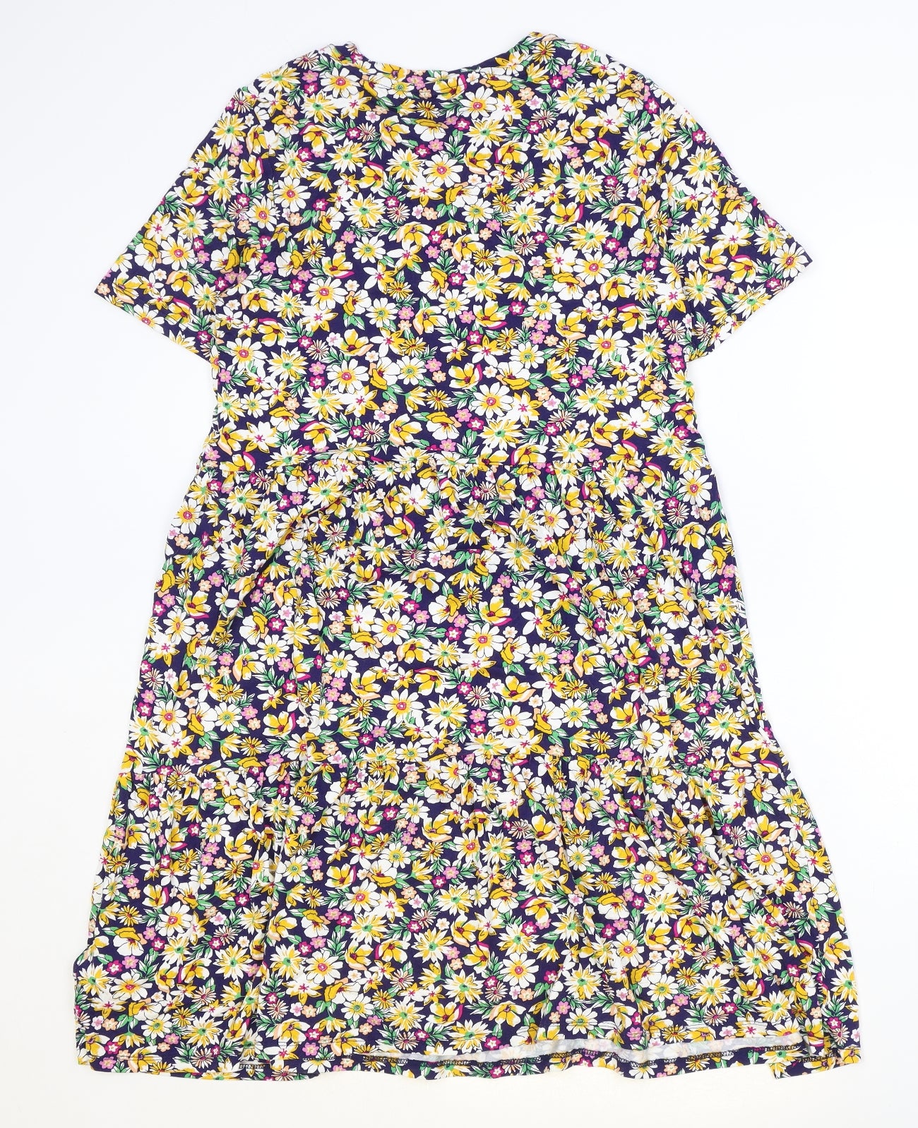 F&F Womens Multicoloured Floral Polyester Trapeze & Swing Size 12 Round Neck Pullover