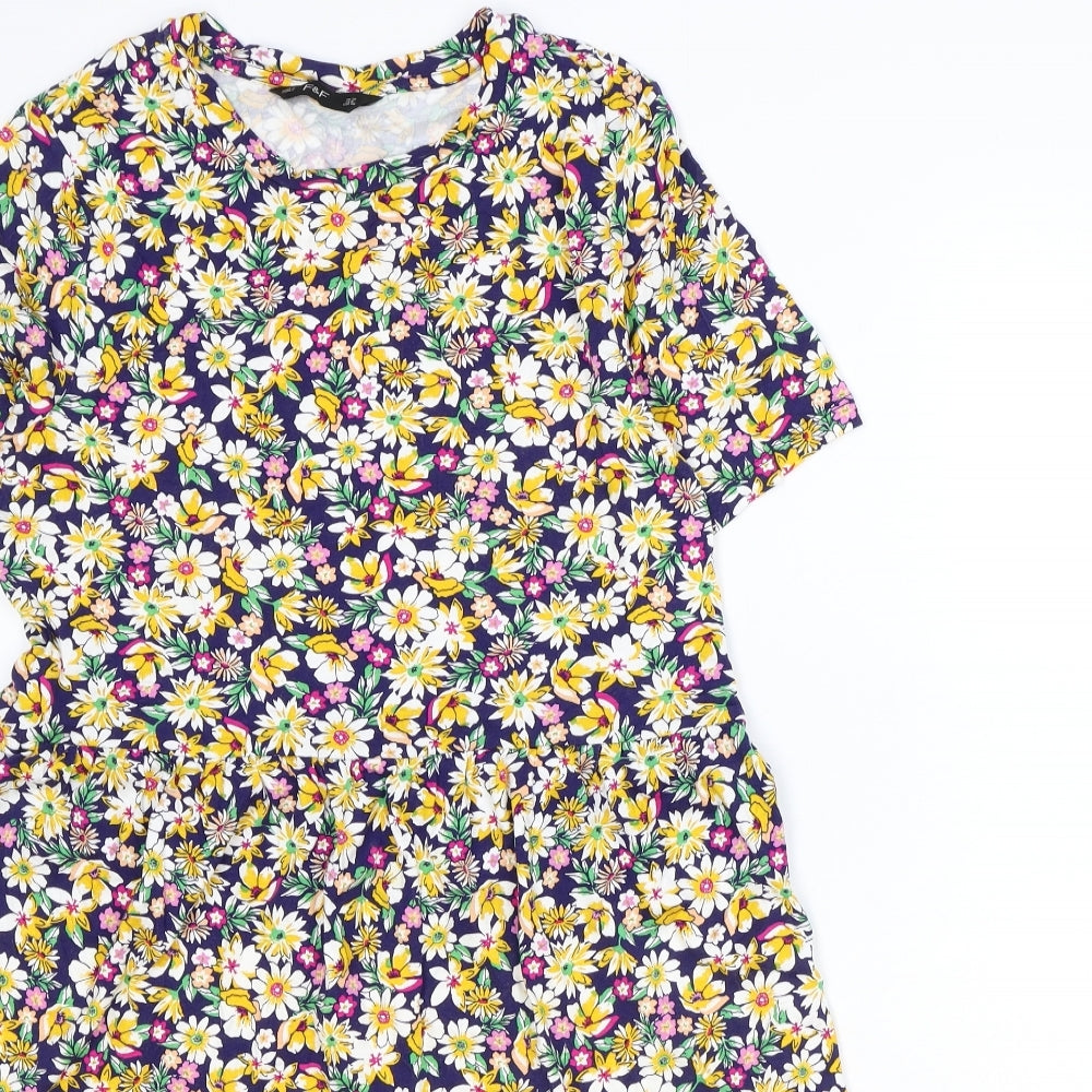 F&F Womens Multicoloured Floral Polyester Trapeze & Swing Size 12 Round Neck Pullover