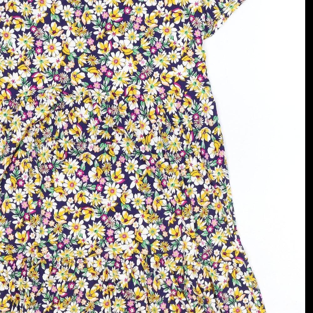 F&F Womens Multicoloured Floral Polyester Trapeze & Swing Size 12 Round Neck Pullover