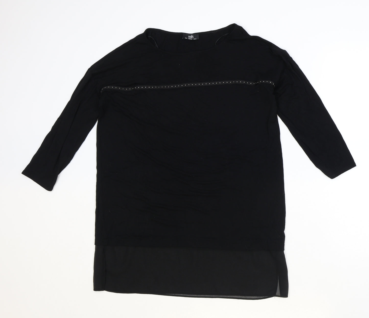 Wallis Womens Black Polyester Basic Blouse Size S Round Neck