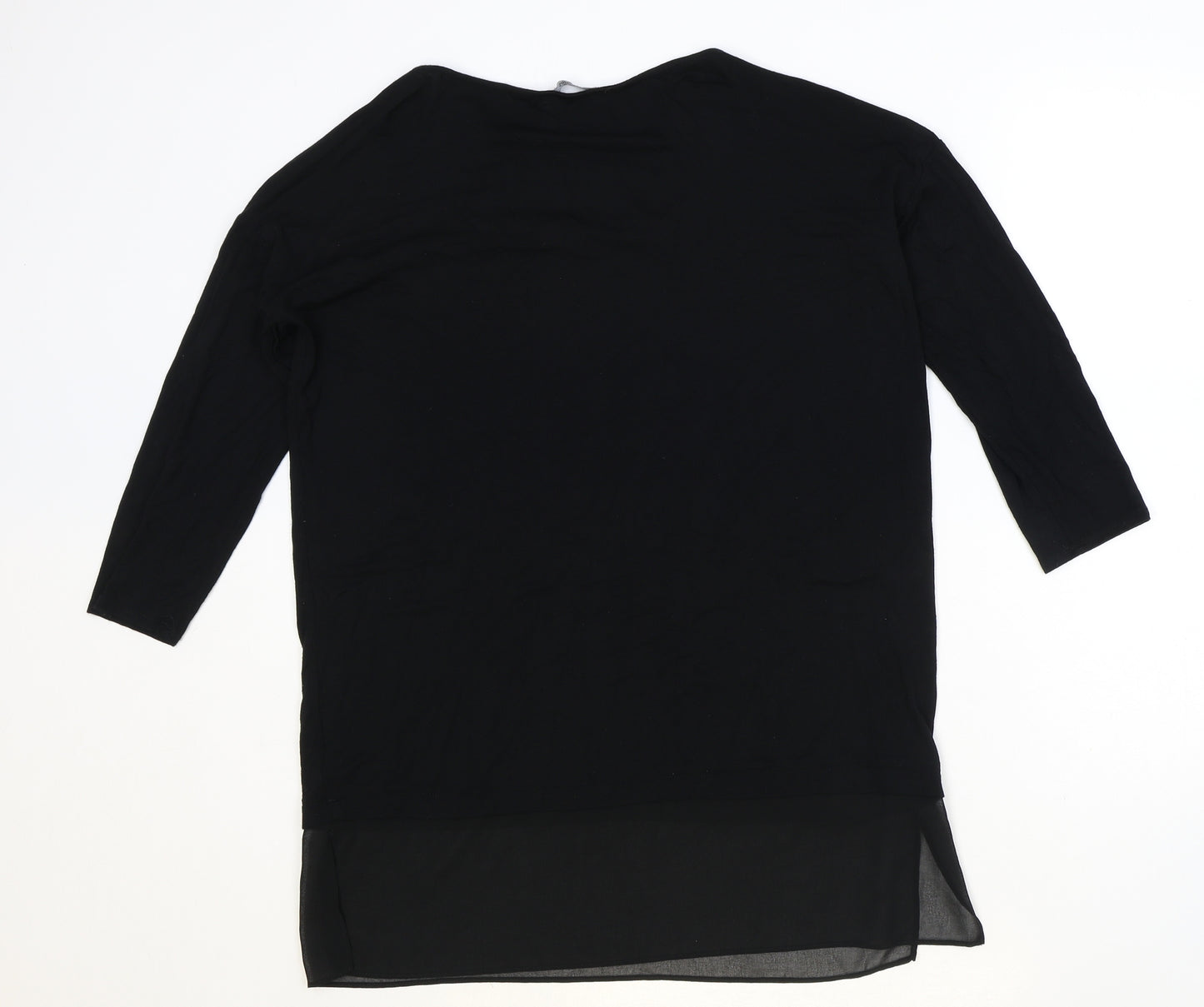 Wallis Womens Black Polyester Basic Blouse Size S Round Neck