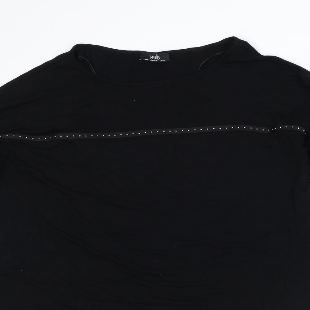 Wallis Womens Black Polyester Basic Blouse Size S Round Neck