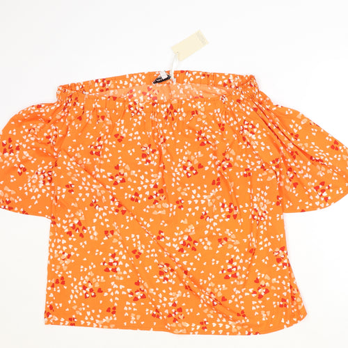 Capsule Womens Orange Geometric Polyester Basic Blouse Size 16 Off the Shoulder