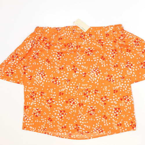 Capsule Womens Orange Geometric Polyester Basic Blouse Size 16 Off the Shoulder