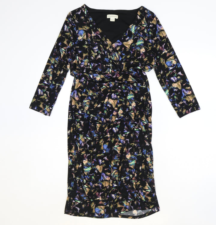 Monsoon Womens Multicoloured Geometric Polyester A-Line Size 8 V-Neck Pullover