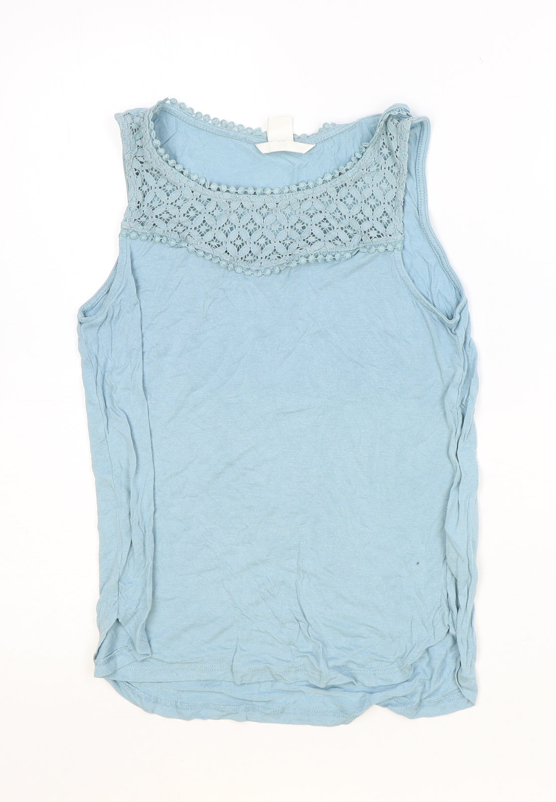 H&M Womens Blue Viscose Basic Tank Size XS Round Neck