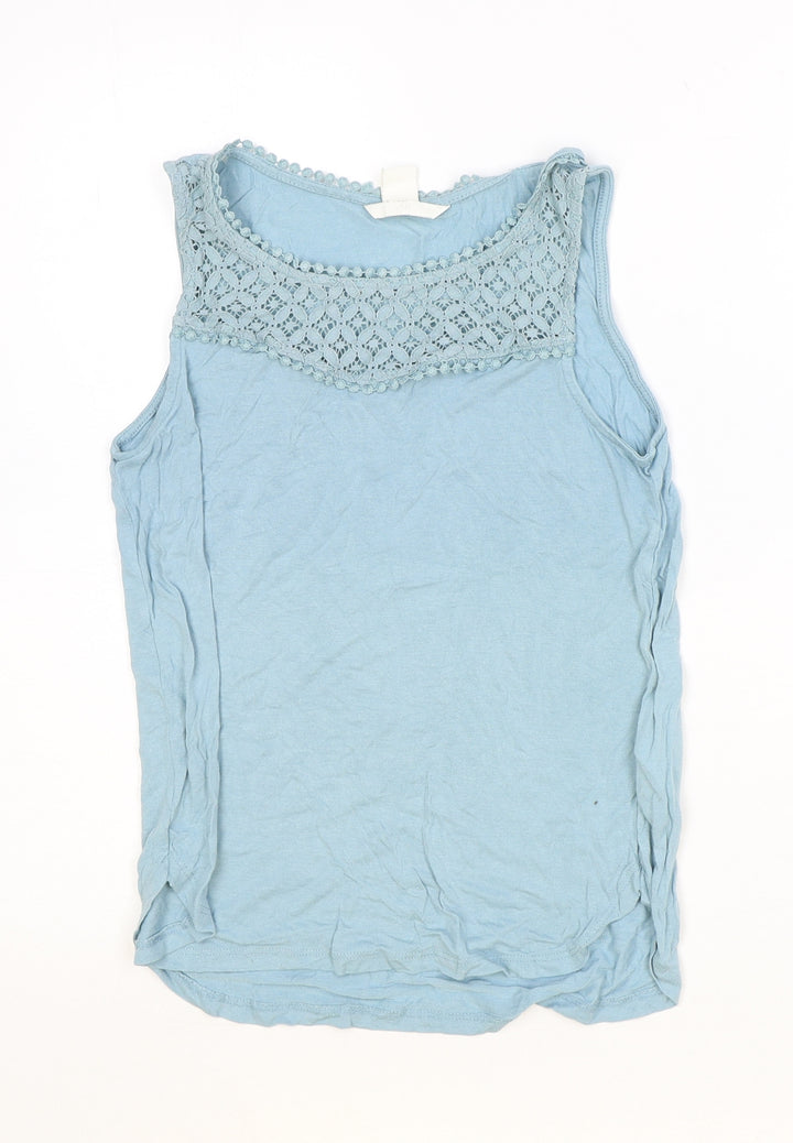 H&M Womens Blue Viscose Basic Tank Size XS Round Neck