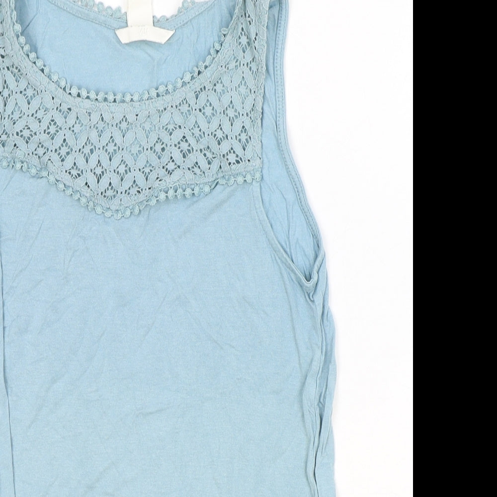 H&M Womens Blue Viscose Basic Tank Size XS Round Neck