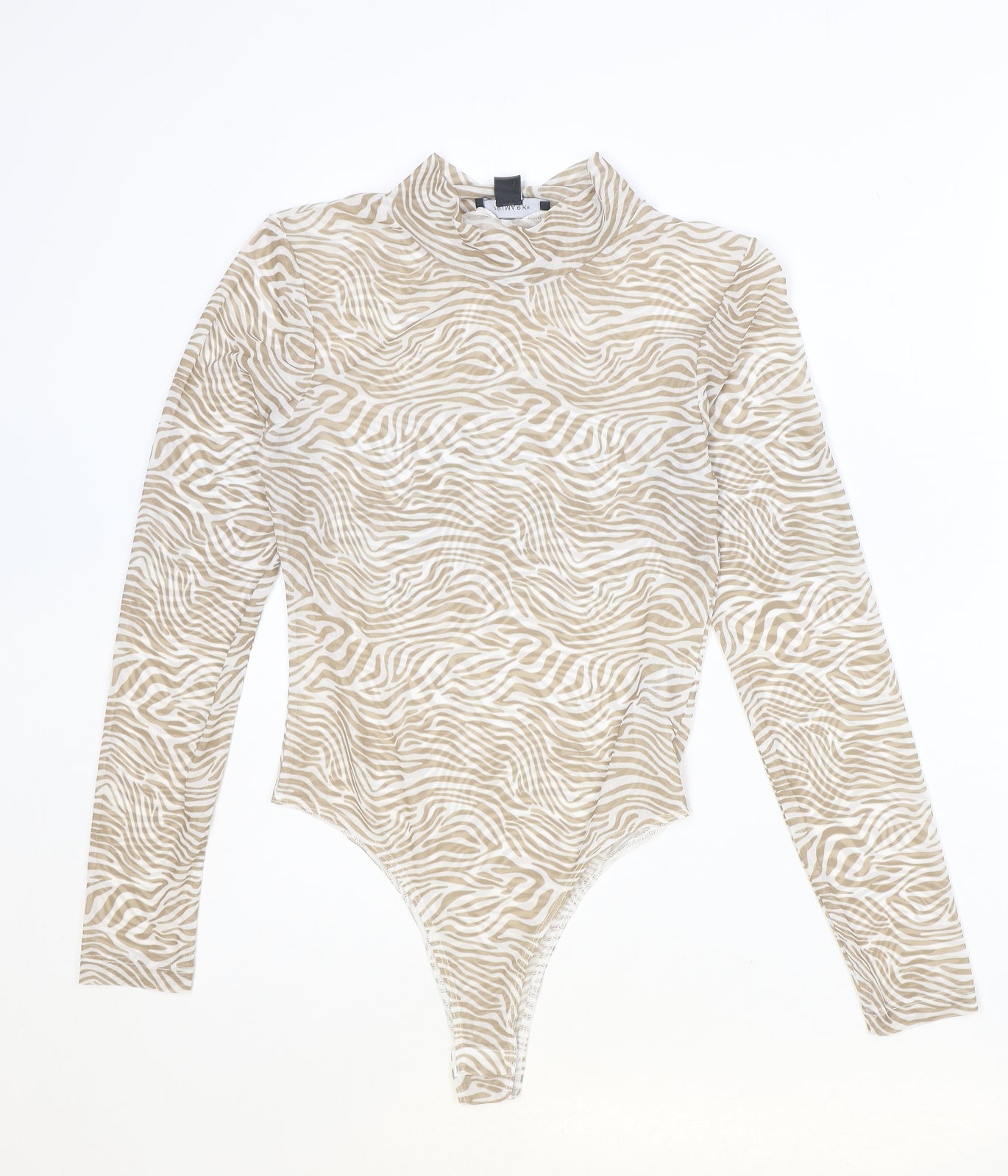 Primark Womens Brown Animal Print Polyester Bodysuit One-Piece Size XS Snap - Tiger Print