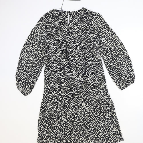 Principles Womens Black Geometric Polyester Trapeze & Swing Size 12 Round Neck Button