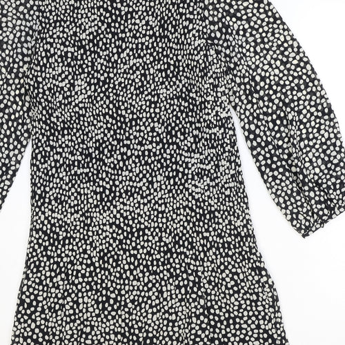 Principles Womens Black Geometric Polyester Trapeze & Swing Size 12 Round Neck Button