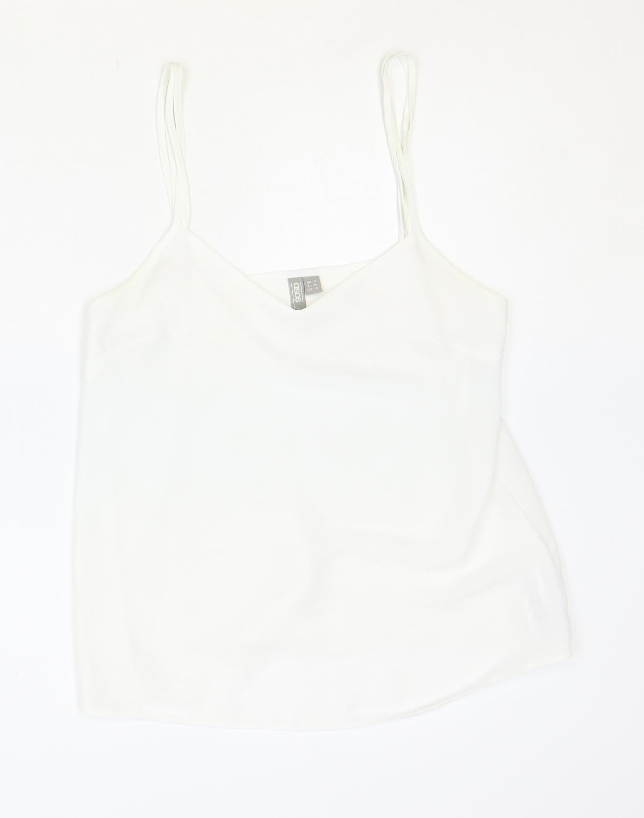 ASOS Womens Ivory Polyester Basic Tank Size 8 V-Neck
