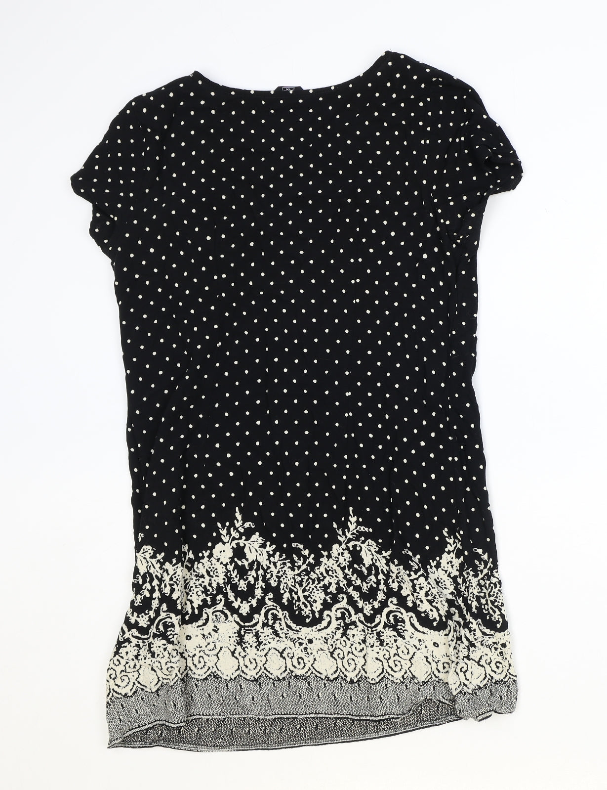 F&F Womens Black Geometric Viscose A-Line Size 12 Round Neck Pullover