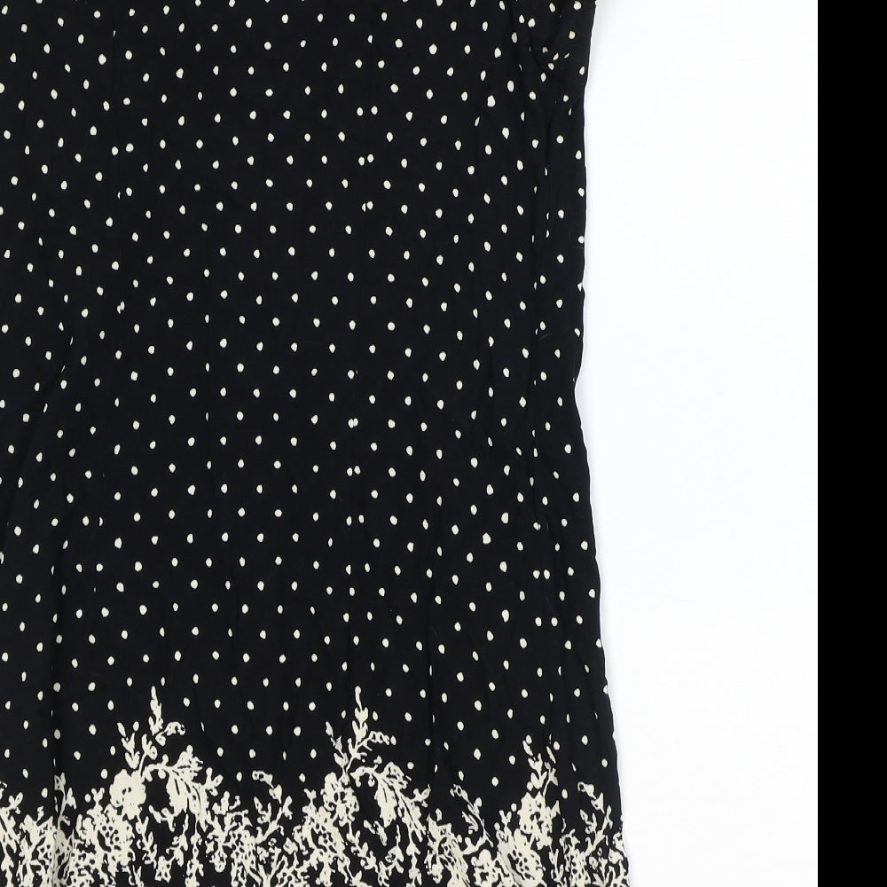 F&F Womens Black Geometric Viscose A-Line Size 12 Round Neck Pullover
