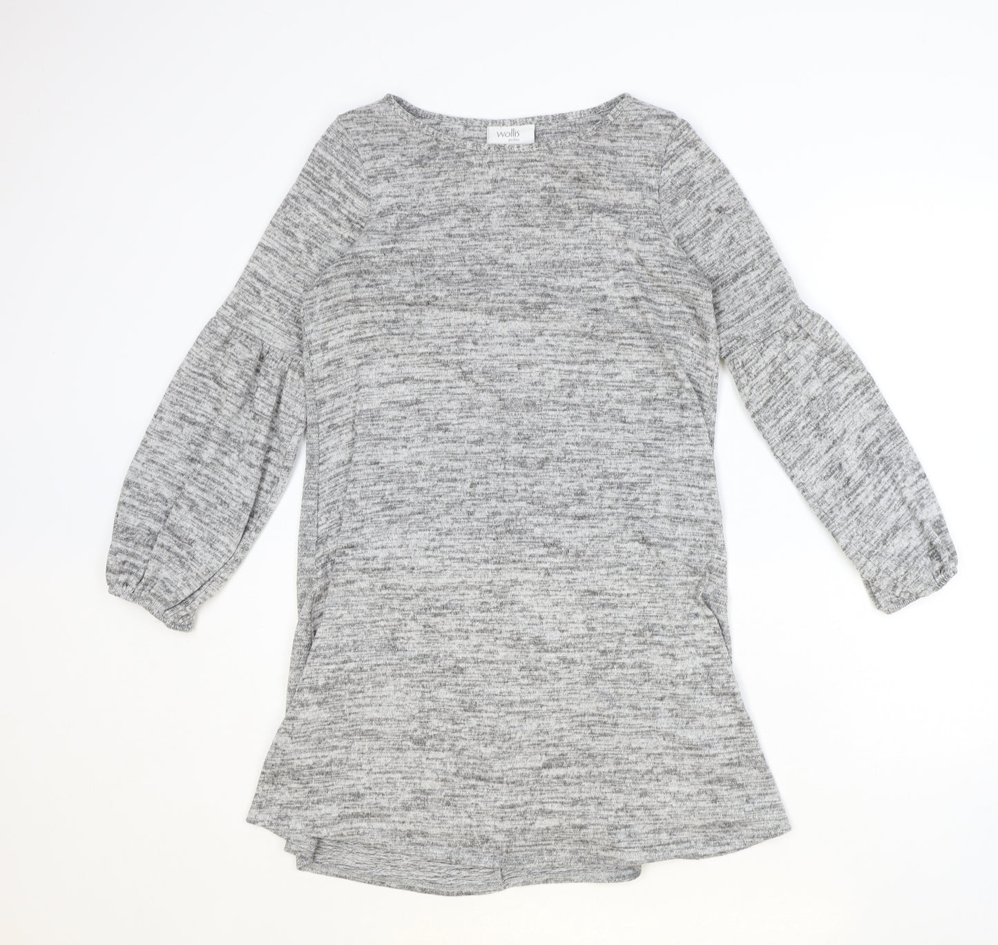 Wallis Womens Grey Polyester Jumper Dress Size 10 Boat Neck Pullover