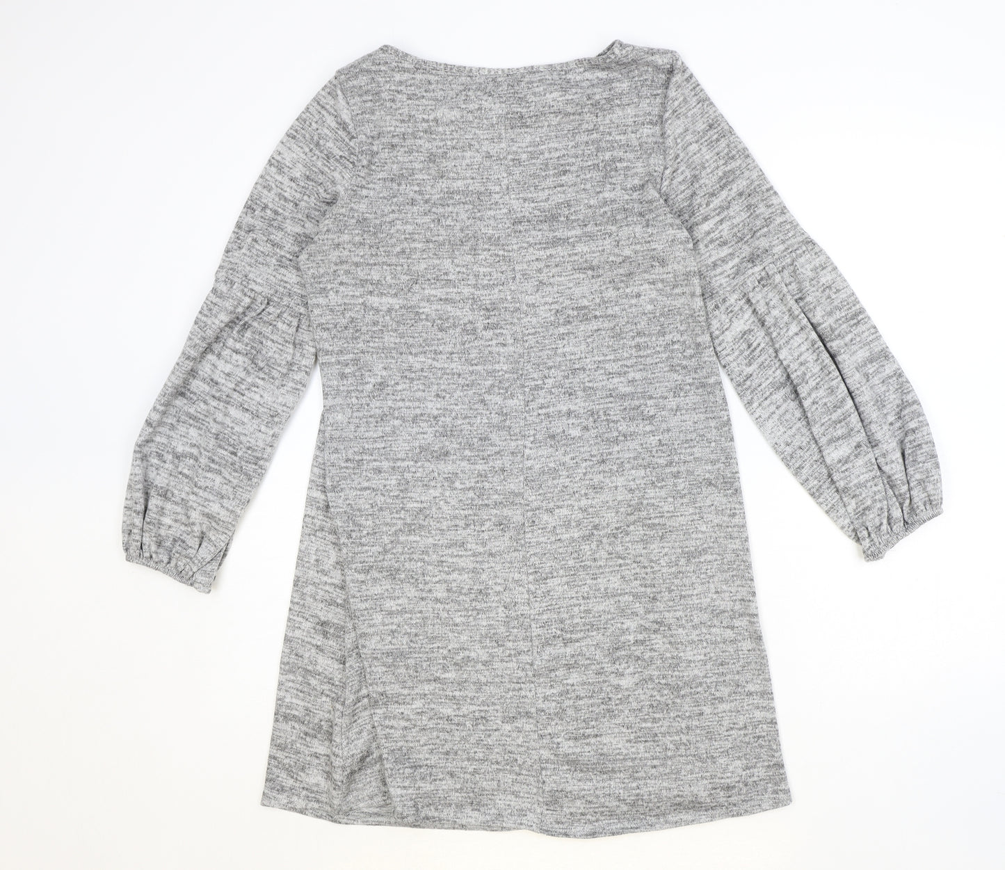 Wallis Womens Grey Polyester Jumper Dress Size 10 Boat Neck Pullover