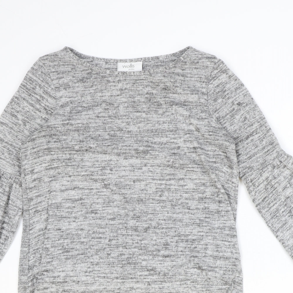 Wallis Womens Grey Polyester Jumper Dress Size 10 Boat Neck Pullover
