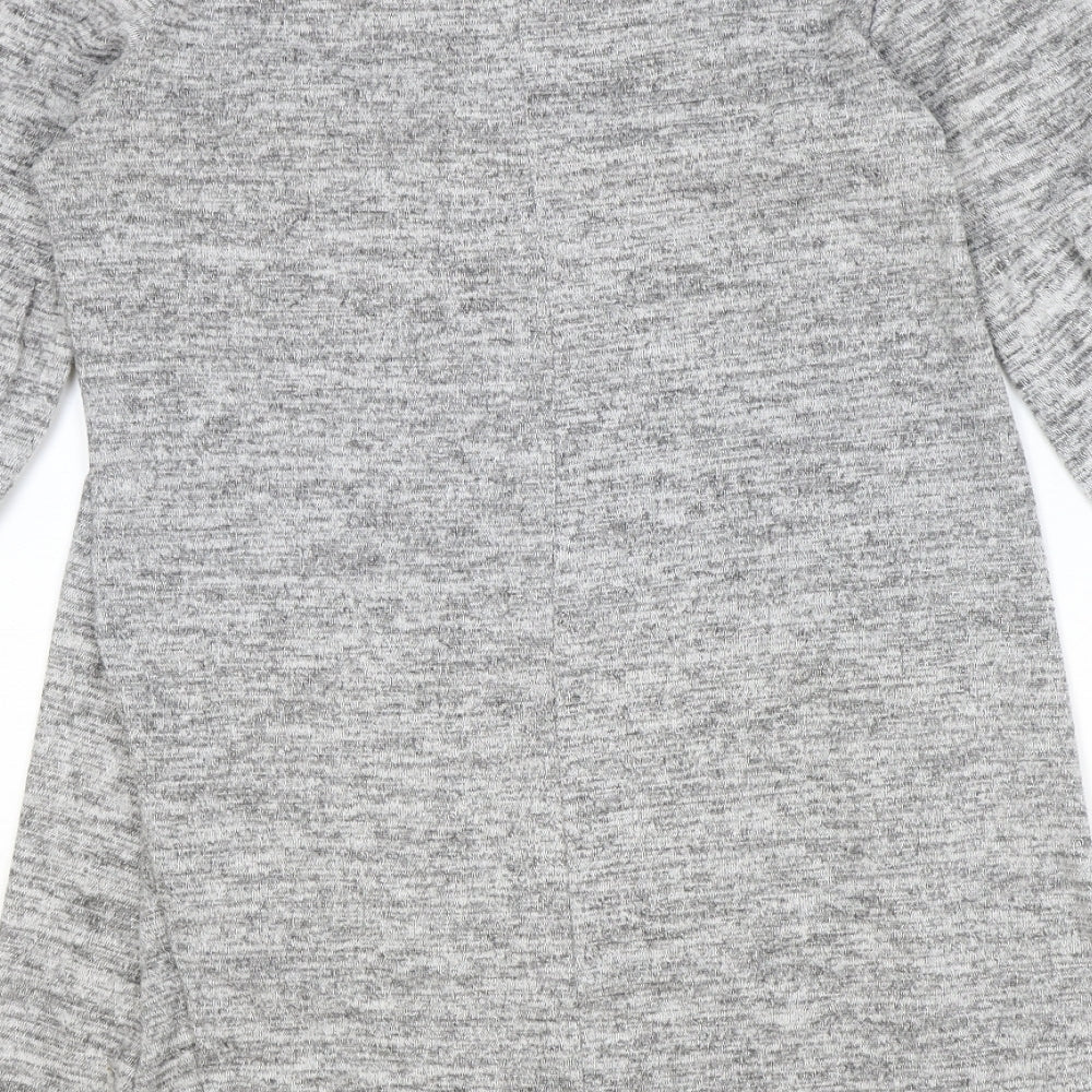 Wallis Womens Grey Polyester Jumper Dress Size 10 Boat Neck Pullover