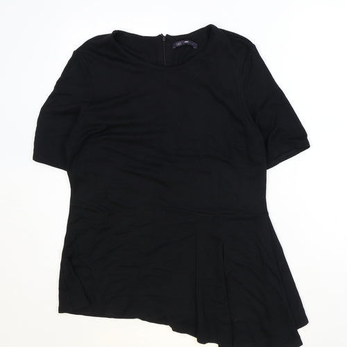 Marks and Spencer Womens Black Polyester Basic T-Shirt Size 14 Round Neck
