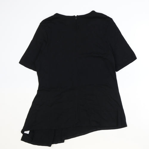 Marks and Spencer Womens Black Polyester Basic T-Shirt Size 14 Round Neck