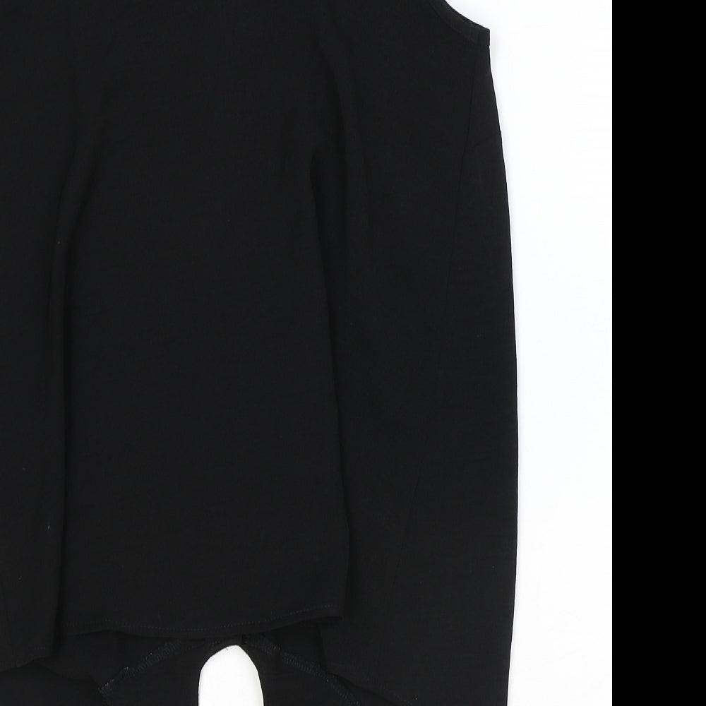 Topshop Womens Black Polyester Basic Tank Size 8 V-Neck - Knot Front