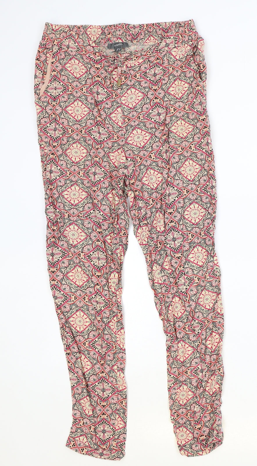 Primark Womens Multicoloured Geometric Viscose Trousers Size 8 Regular Drawstring
