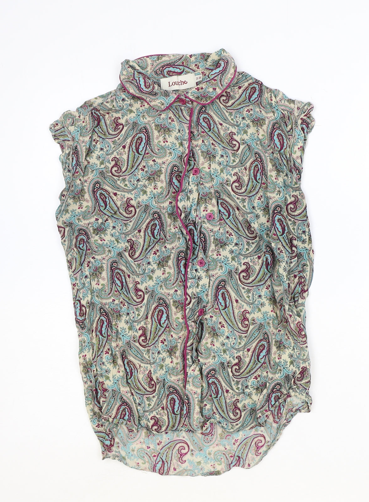 Louche Womens Multicoloured Paisley Viscose Basic Button-Up Size 12 Collared