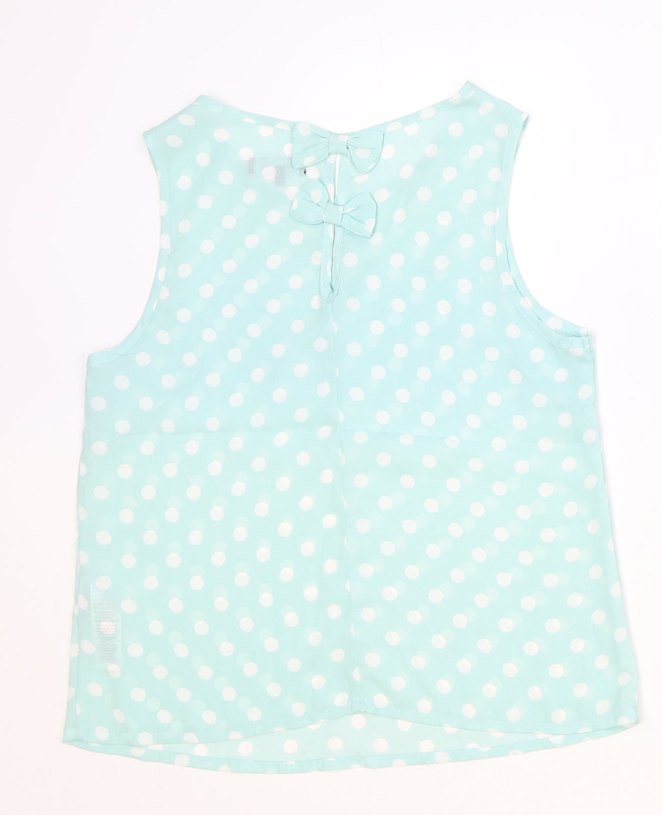 New Look Womens Blue Polka Dot Polyester Basic Tank Size 10 Round Neck