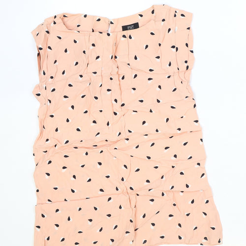 F&F Womens Pink Geometric Viscose Basic Blouse Size 6 Round Neck