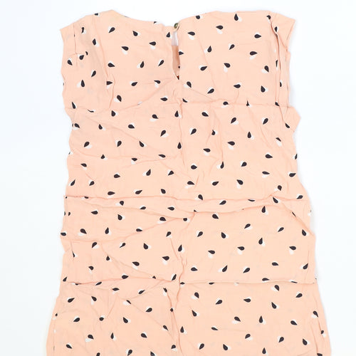 F&F Womens Pink Geometric Viscose Basic Blouse Size 6 Round Neck