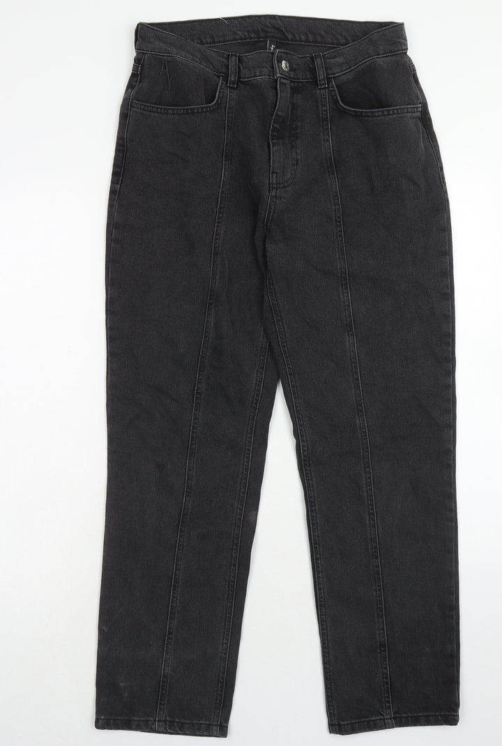 AsYou Womens Black Cotton Straight Jeans Size 30 in Regular Zip