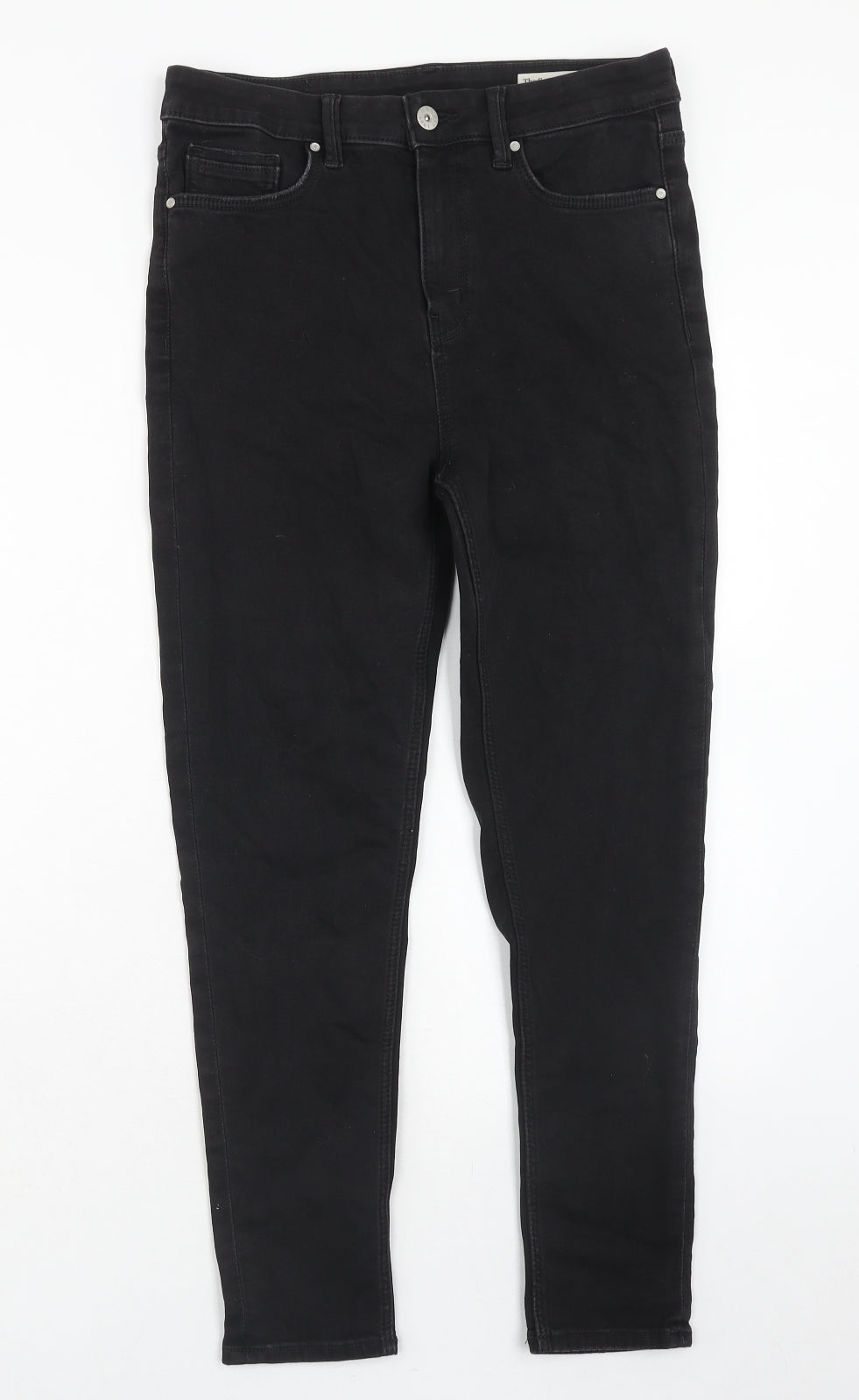 Marks and Spencer Womens Black Cotton Skinny Jeans Size 12 Regular Zip