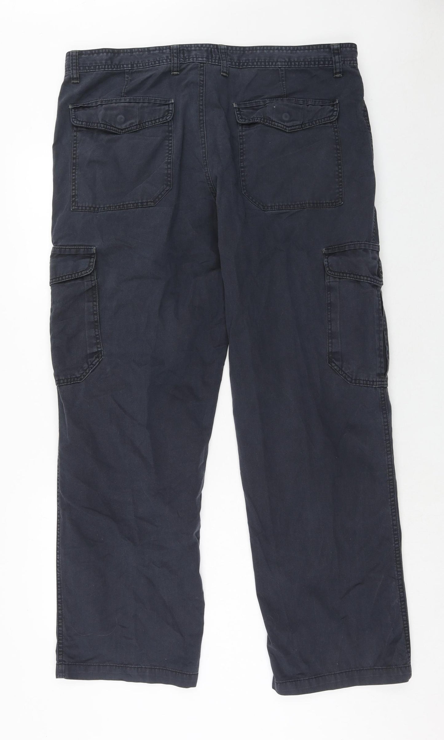Blue Harbour Mens Blue Cotton Cargo Trousers Size 40 in L33 in Regular Zip