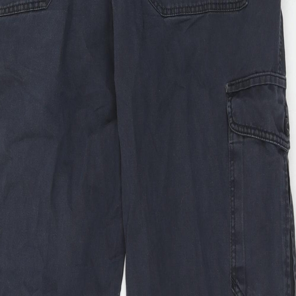 Blue Harbour Mens Blue Cotton Cargo Trousers Size 40 in L33 in Regular Zip